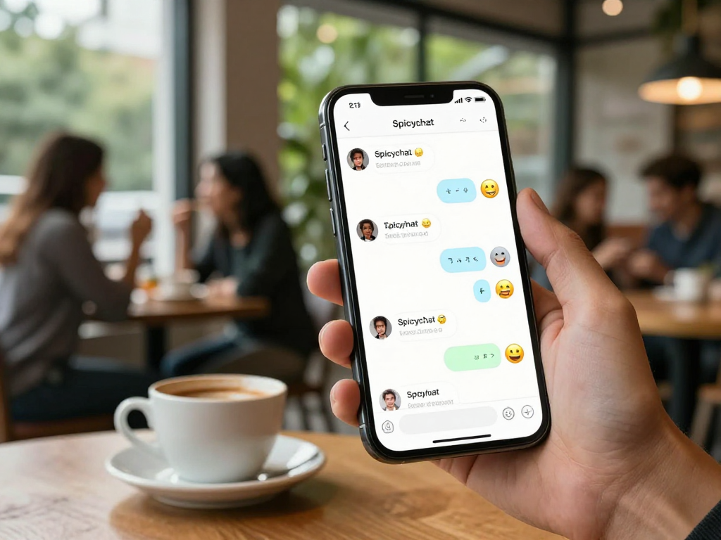 Engaging chat experience using spicychat on a smartphone in a café setting