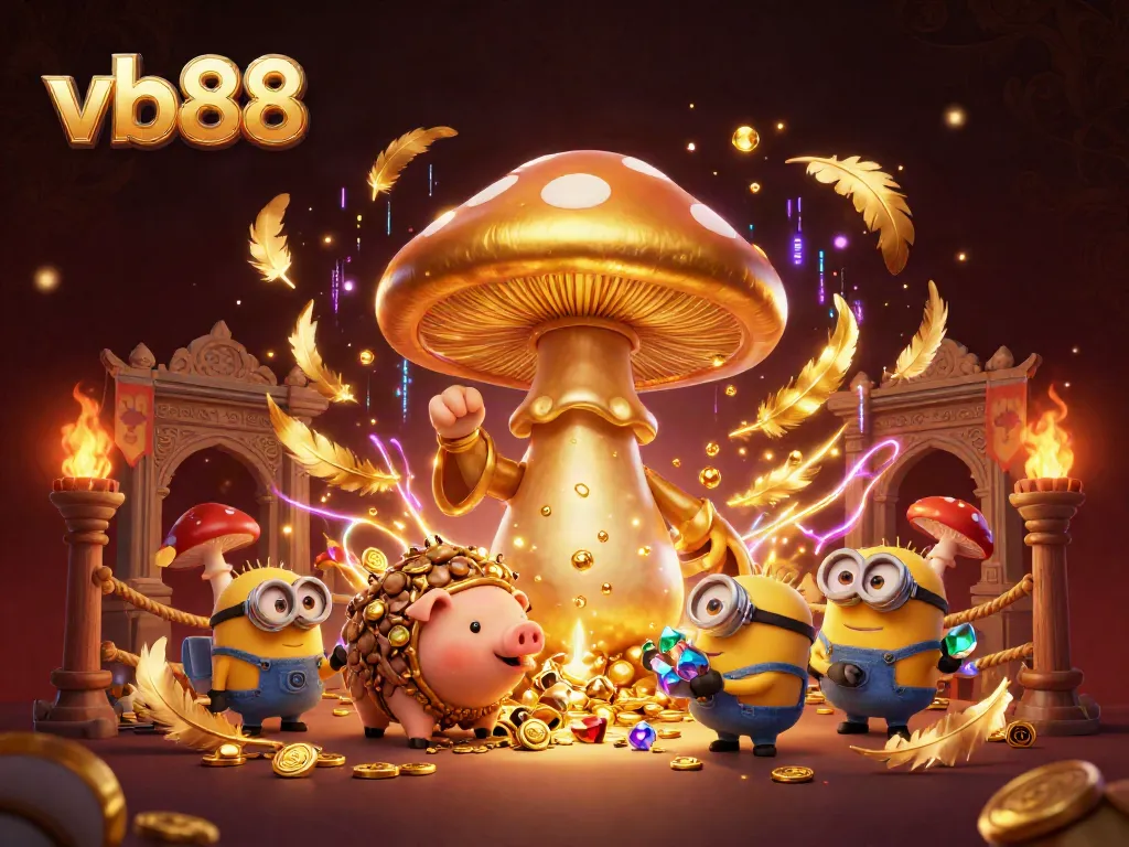 Experience the thrill of vb88 as golden treasures and magical creatures come to life in this vibrant casino scene.